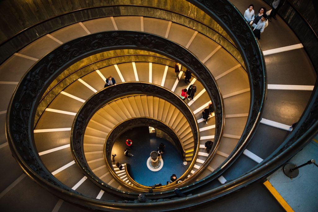 spiral staircase to illustrate the concept of a signup funnel